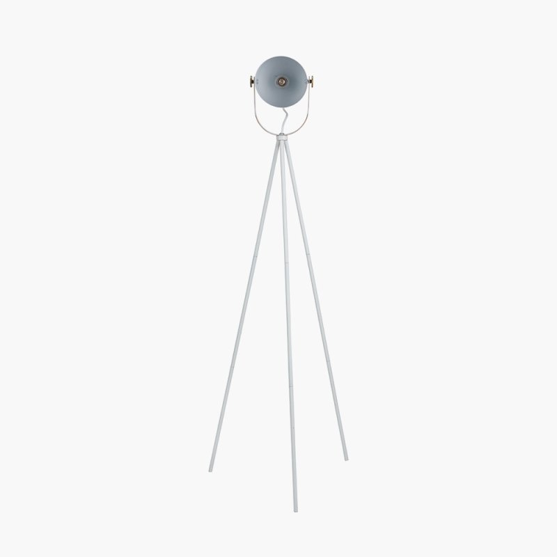 Auden White Metal Tripod Floor Lamp front on image of the lamp on a white background