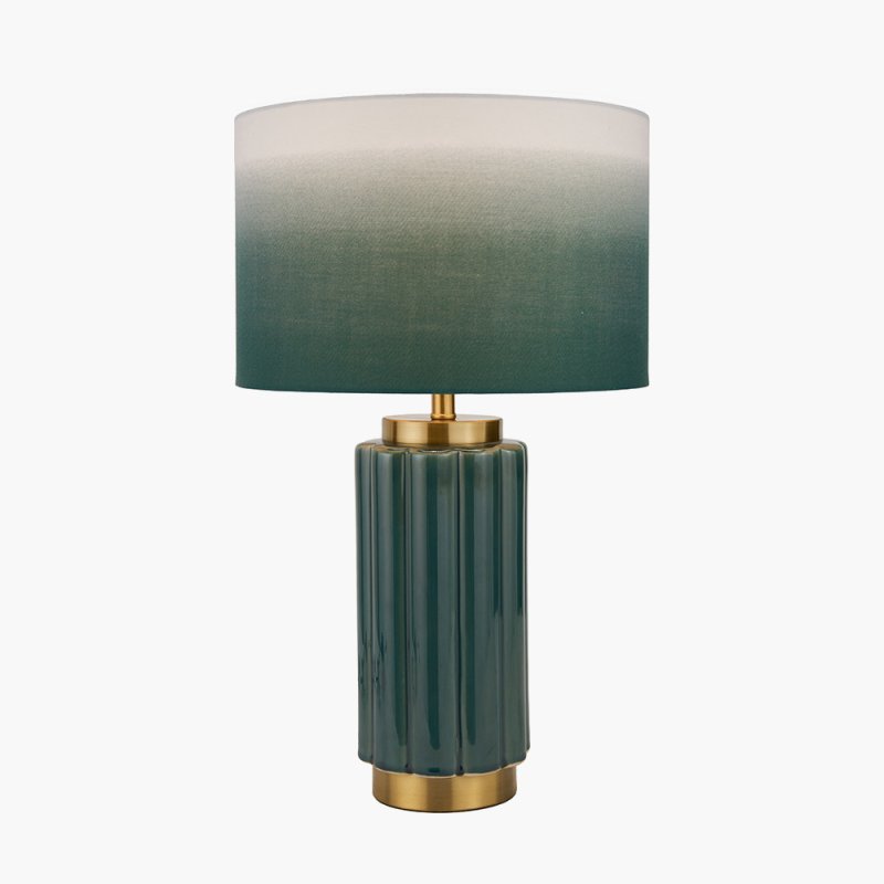 Lushan Green Scalloped Ceramic Table Lamp image of the lamp on a white background