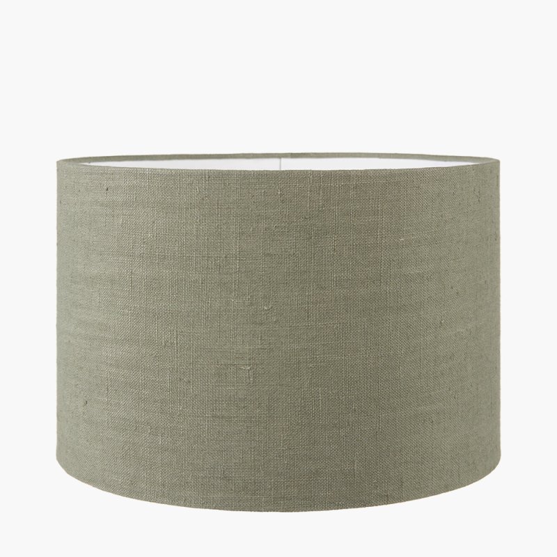 Edward Pistachio Linen Cylinder Shade image of the lamp shade on a white background