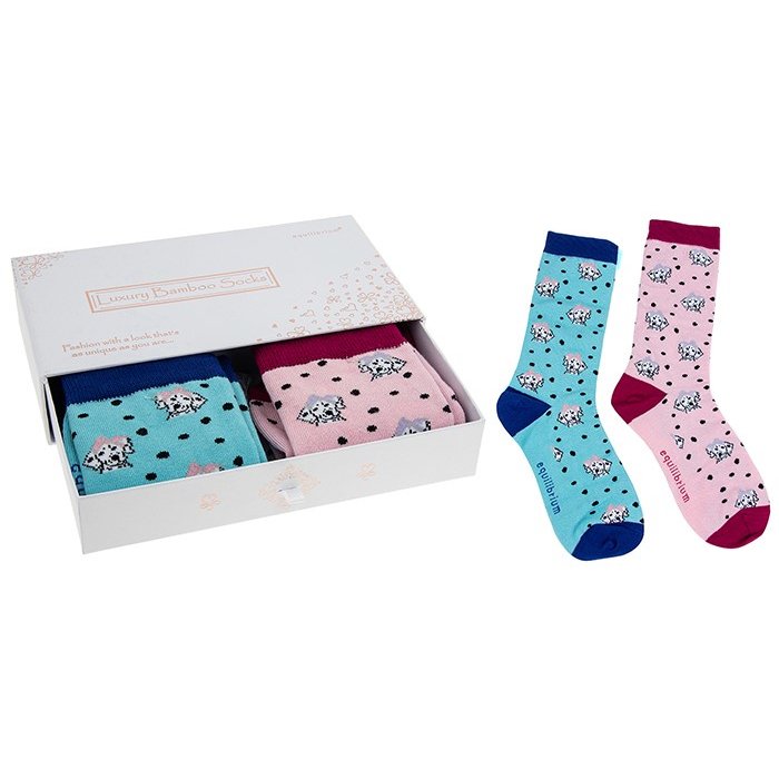 Dalmation Bamboo Socks Gift Set image of the gift set on a white background