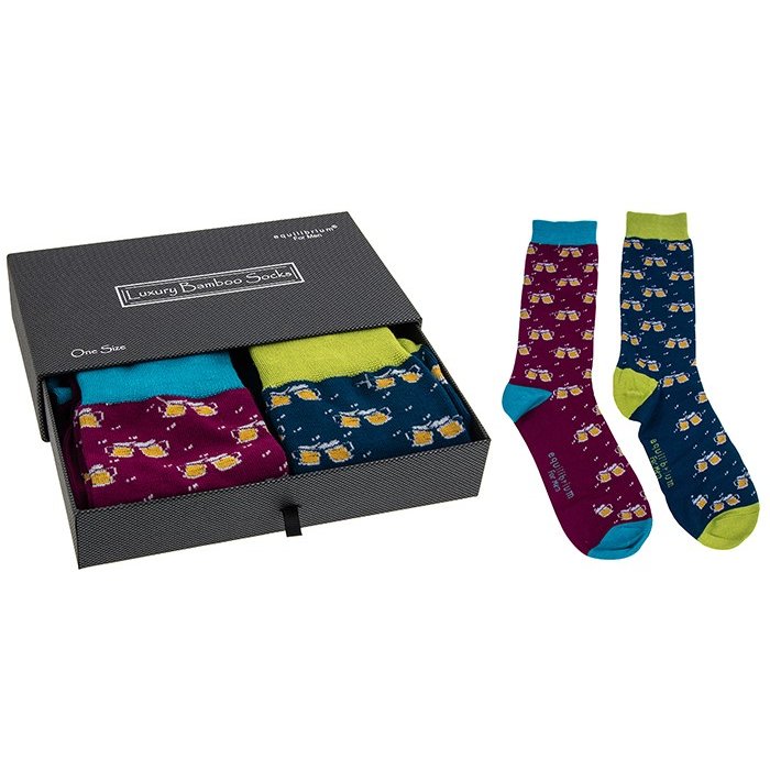 Cheers Men's Bamboo Socks Gift Set image of the gift set on a white background