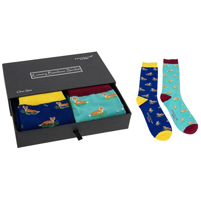 Fox Men's Bamboo Socks Gift Box image of the gift box on a white background