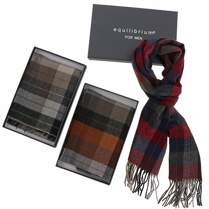 Men's Traditional Checked Fringe Scarf image of the scarf on a white background