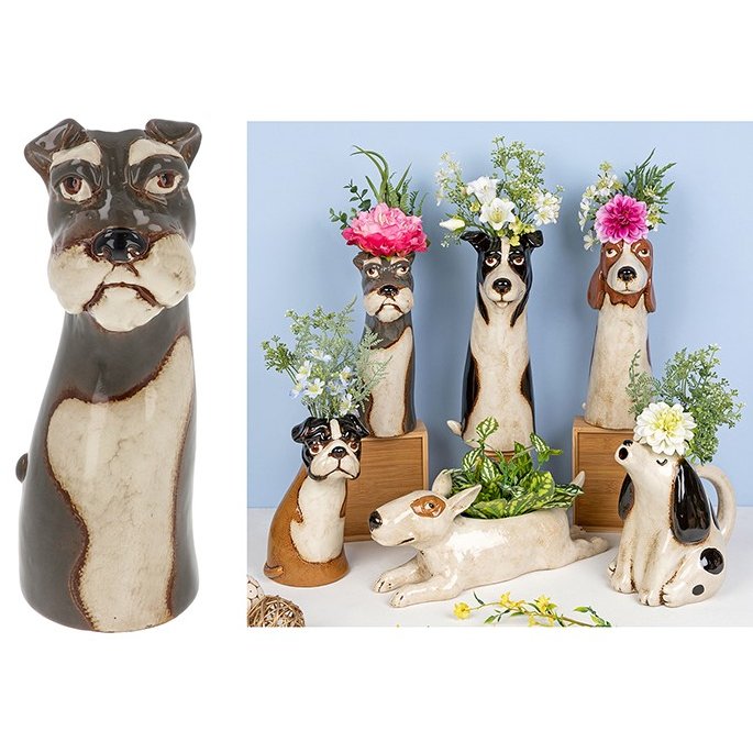 Village Pottery Top Dog Schnauzer Vase image of the vase