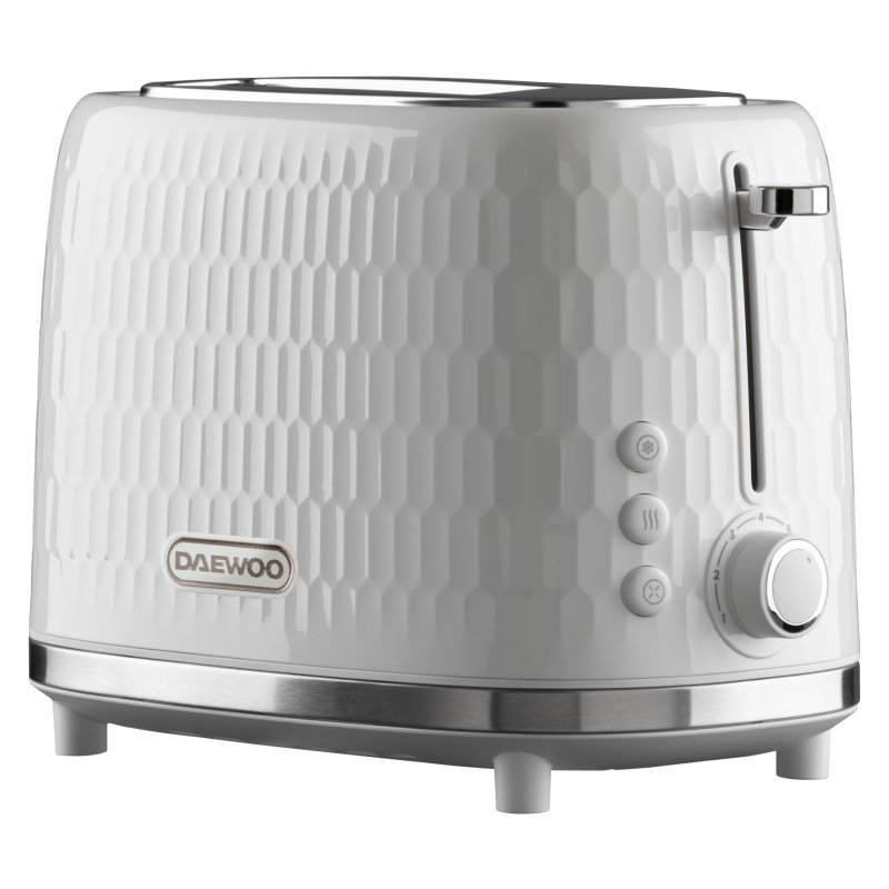Daewoo Honeycomb 2 Slice White Toaster image of the toaster on a white background