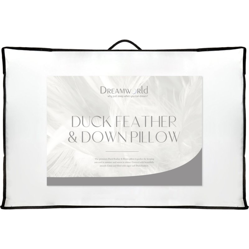 Softened Duck Feather Down Bagged Pillow image of the pillow in packaging on a white background