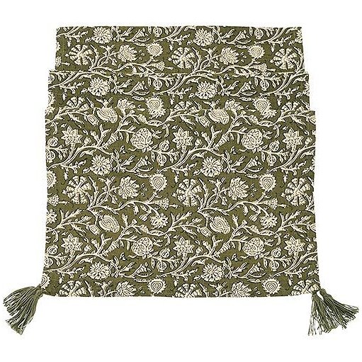 Waltons & Co Martta Print Olive Table Runner image of the table runner on a white background