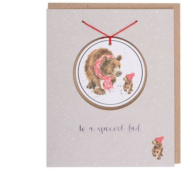 Wrendale Special Dad Bear Christmas Decoration Card image of the card on a white background