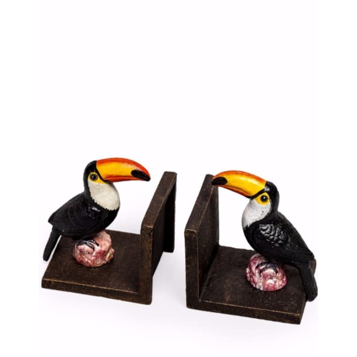 Cast Iron Antiqued Toucan Bookends image of the bookends on a white background