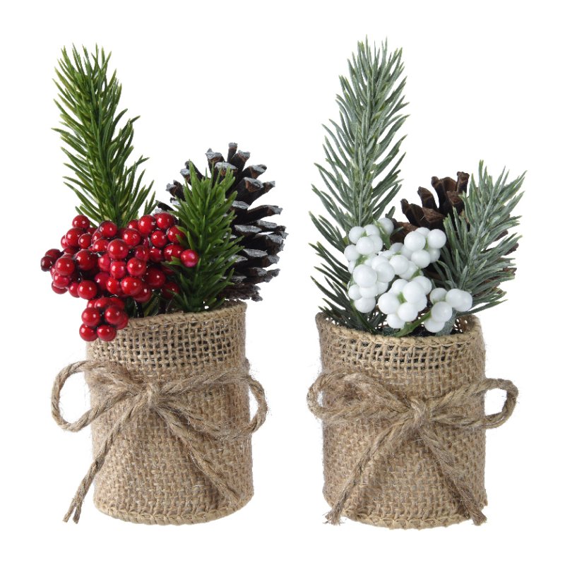 Kaemingk Kaemingk Pine Spray in a Jute Pot