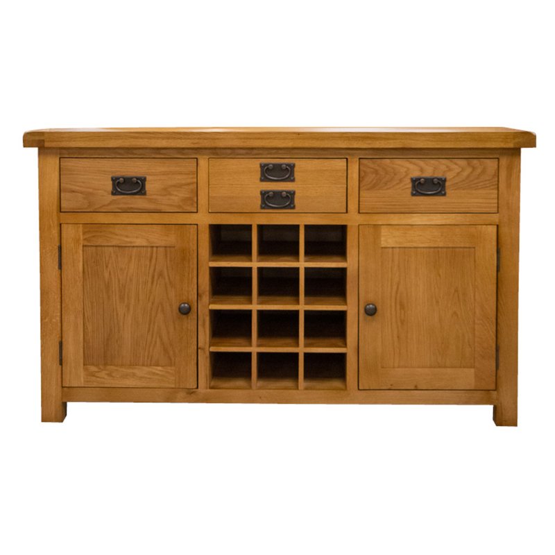 Aldiss Own Norfolk Oak Large Sideboard with Wine Rack