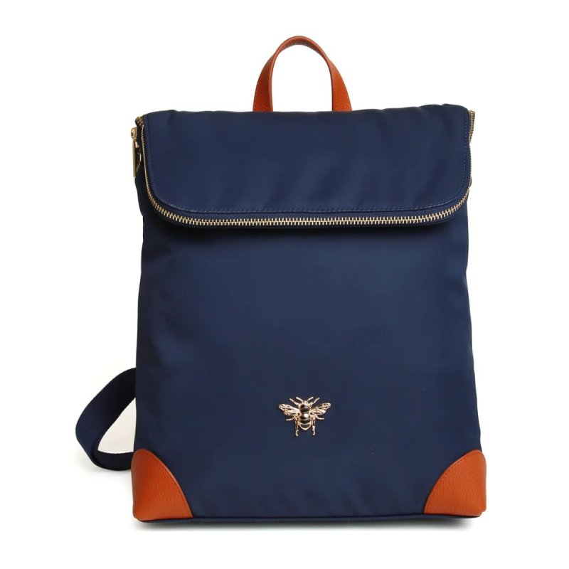 Alice Wheeler Navy Marlow Lightweight Backpack front on image of the bag on a white background