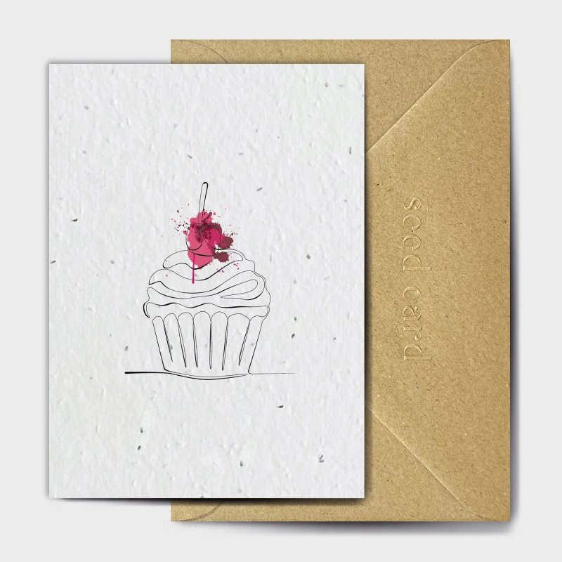 The Seed Card Company The Cherry On Top Birthday Card image of the card and envelope on a white background
