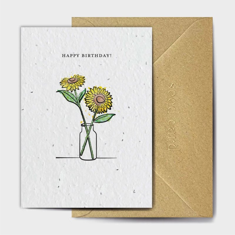 The Seed Card Company Thousands Of Tiny Flowers Birthday Card image of the card and envelope on a white background