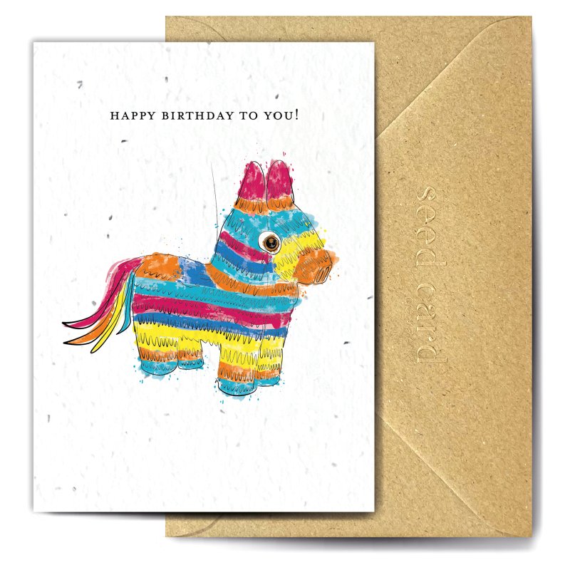 The Seed Card Company A Paper Pinata Birthday Card image of the front of the card on a white background