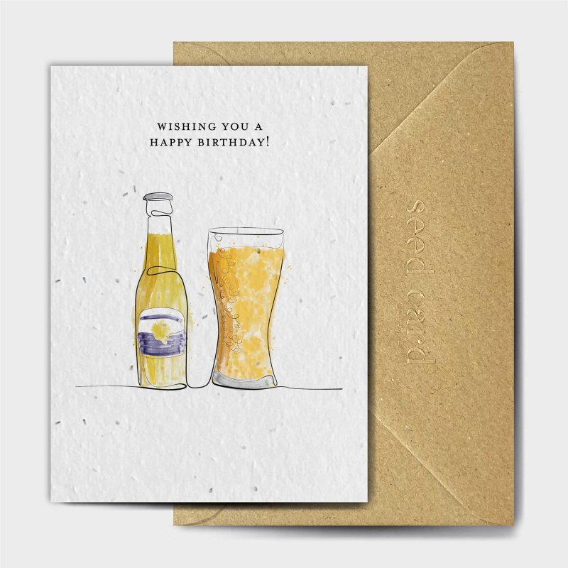 The Seed Card Company A Fine Craft Ale Birthday Card image of the front of the card on a white background