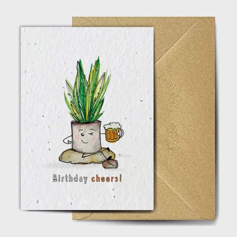 The Seed Card Company Birthday Beers Birthday Card image of the card on a white background