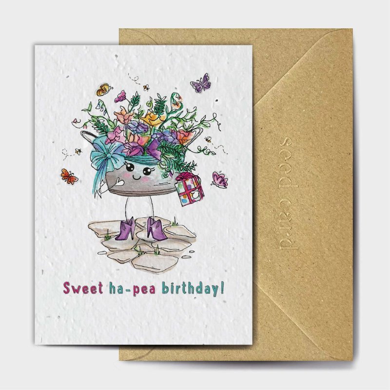 The Seed Card Company Legume La Femme Birthday Card image of the card on a white background