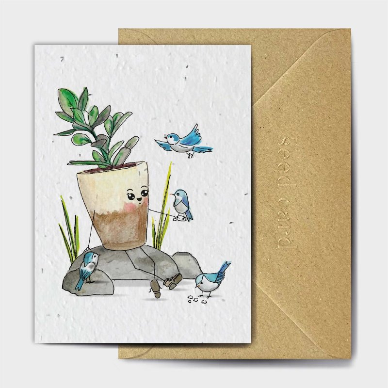 The Seed Card Company Snow White And The Seven Pots Greeting Card