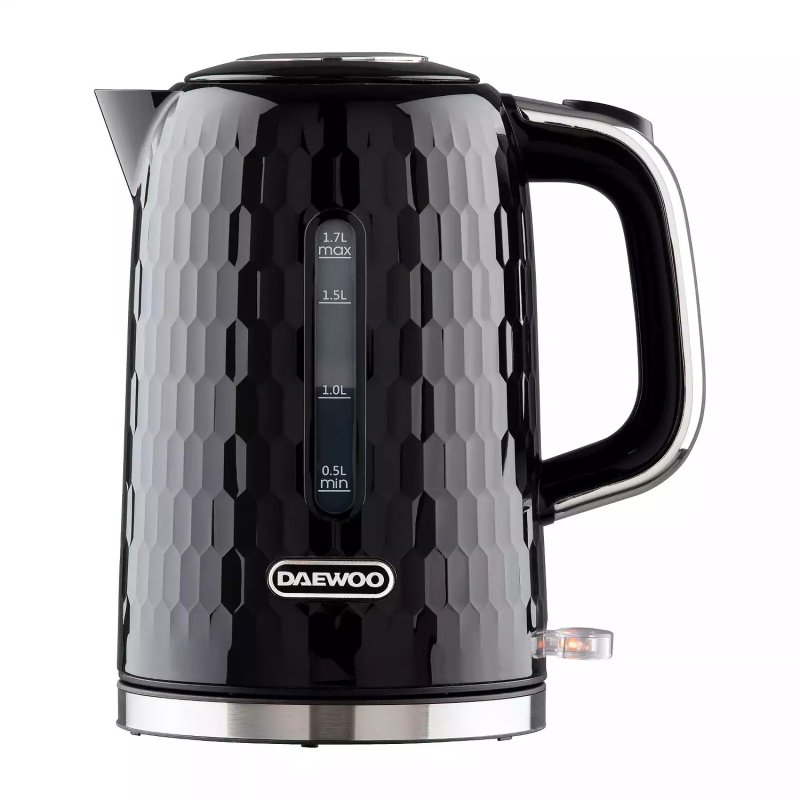 Daewoo Honeycomb 1.7L Black Kettle image of the kettle on a white background