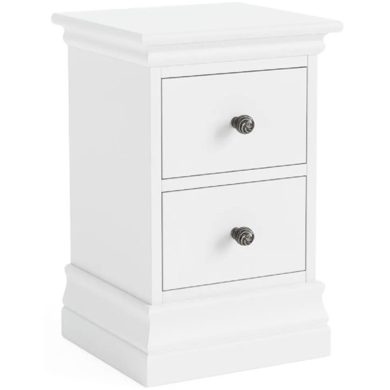 Bordeaux White Narrow Bedside Cabinet image of the cabinet on a white background