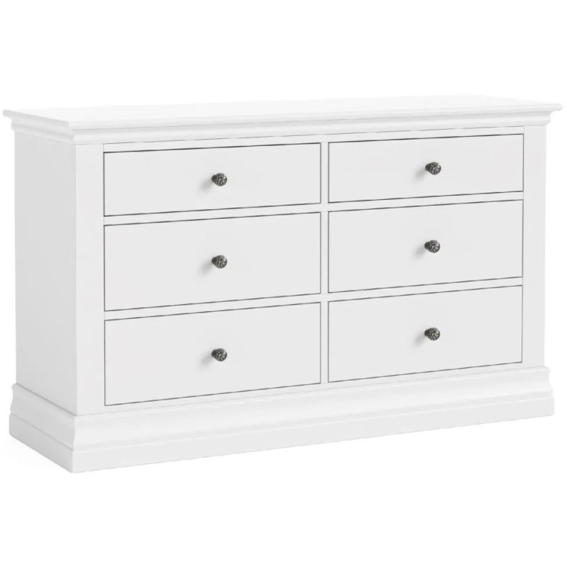 Bordeaux White 6 Drawer Chest image of the chest on a white background
