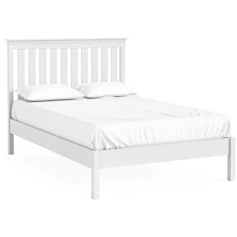 Bordeaux White Low Foot End Bed Frame with Slatted Headboard image of the bed frame on a white background