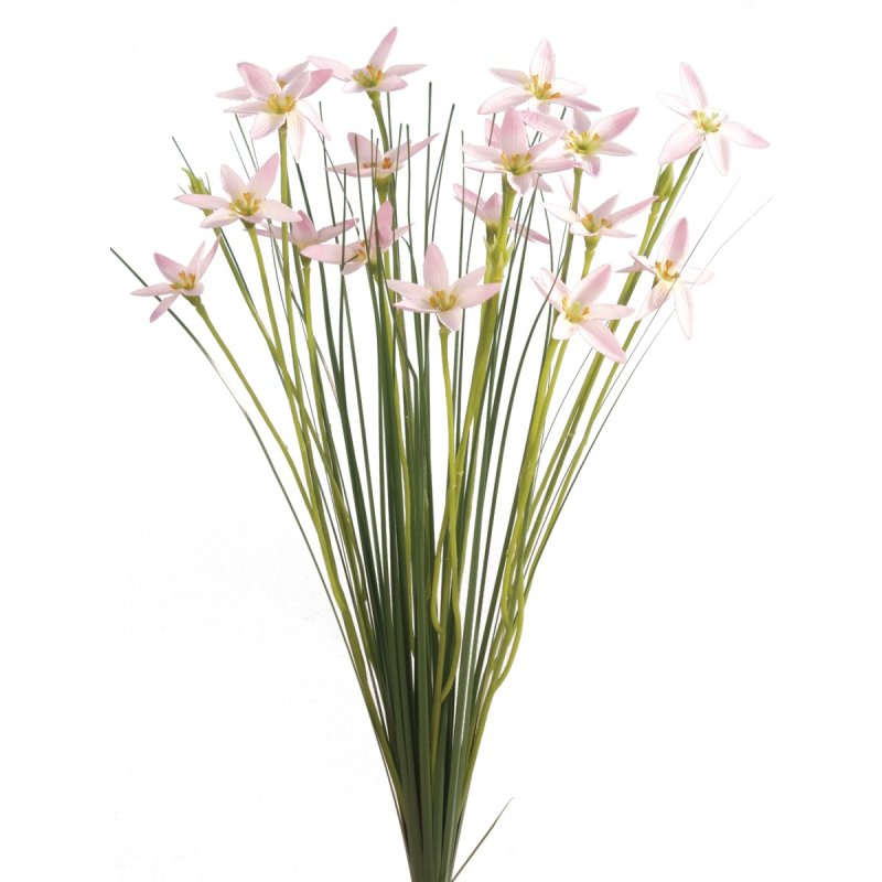 Floralsilk Light Pink Star Flower with Grass image of the flower on a white background