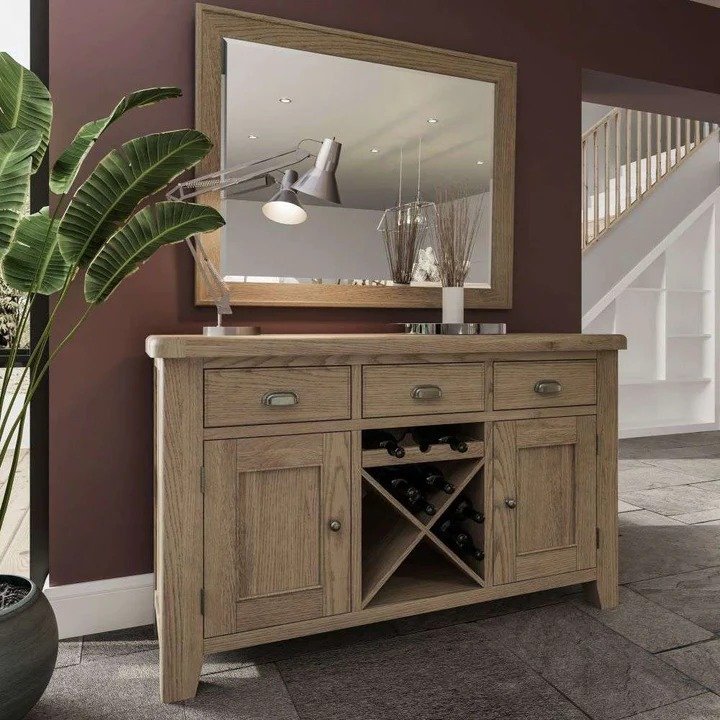 Heritage Large Sideboard With Wine Rack lifestyle image of the sideboard