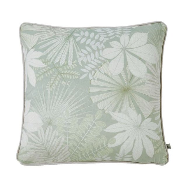 Graham & Brown Bohemia Sage Feather Cushion image of the front of the cushion on a white background