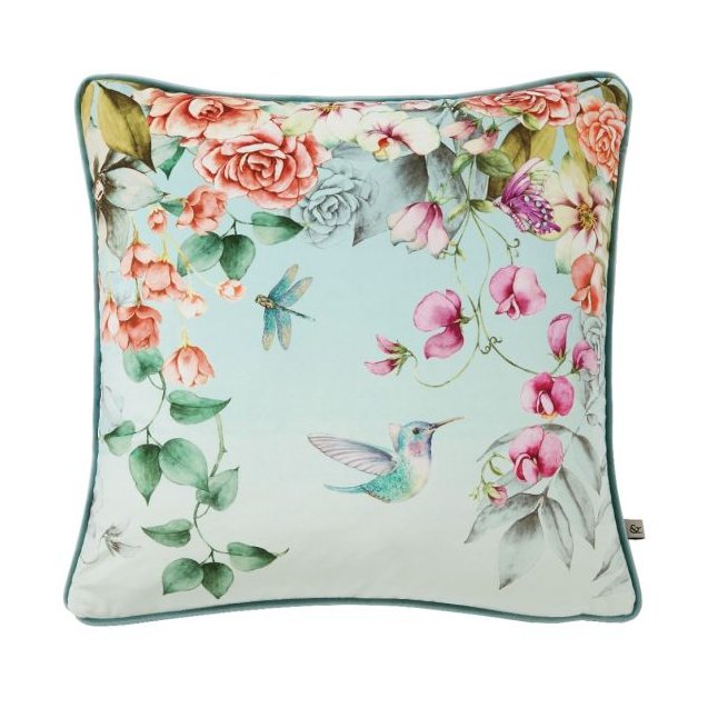 Graham & Brown Ethereal Floral Dawn Feather Cushion image of the front of the cushion on a white background