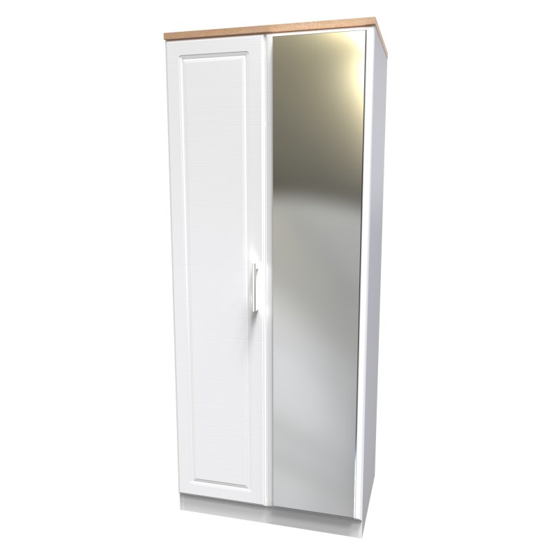 Stoneacre 2ft 6in Mirror Wardrobe angled image of the front of the wardrobe on a white background