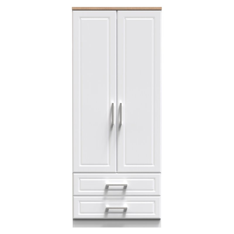 Stoneacre 2ft 6in 2 Drawer Wardrobe front on image of the wardrobe on a white background