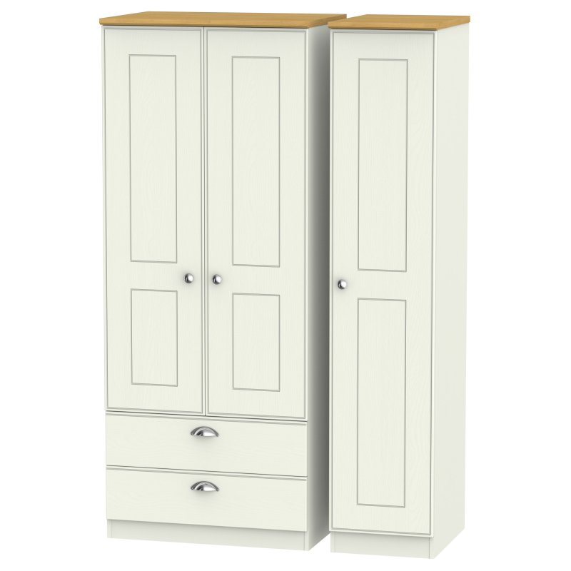 Elizabeth Triple 2 Drawer Wardrobe image of the wardrobe on a white background