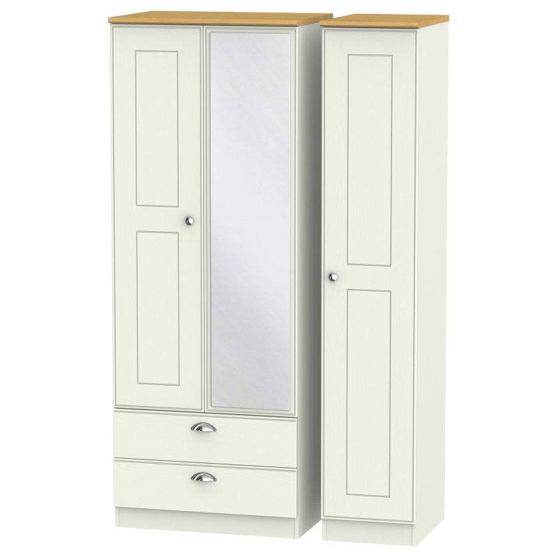 Elizabeth Tall Triple 2 Drawer Mirror Wardrobe image of the wardrobe on a white background