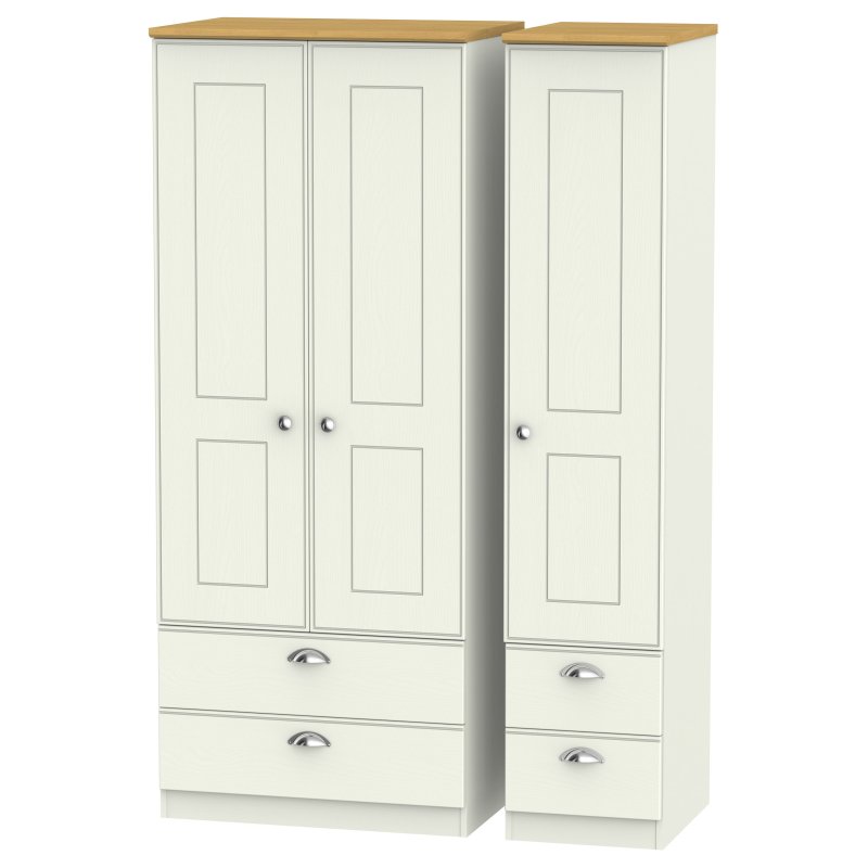 Elizabeth Triple Double Drawer Wardrobe image of the wardrobe on a white background