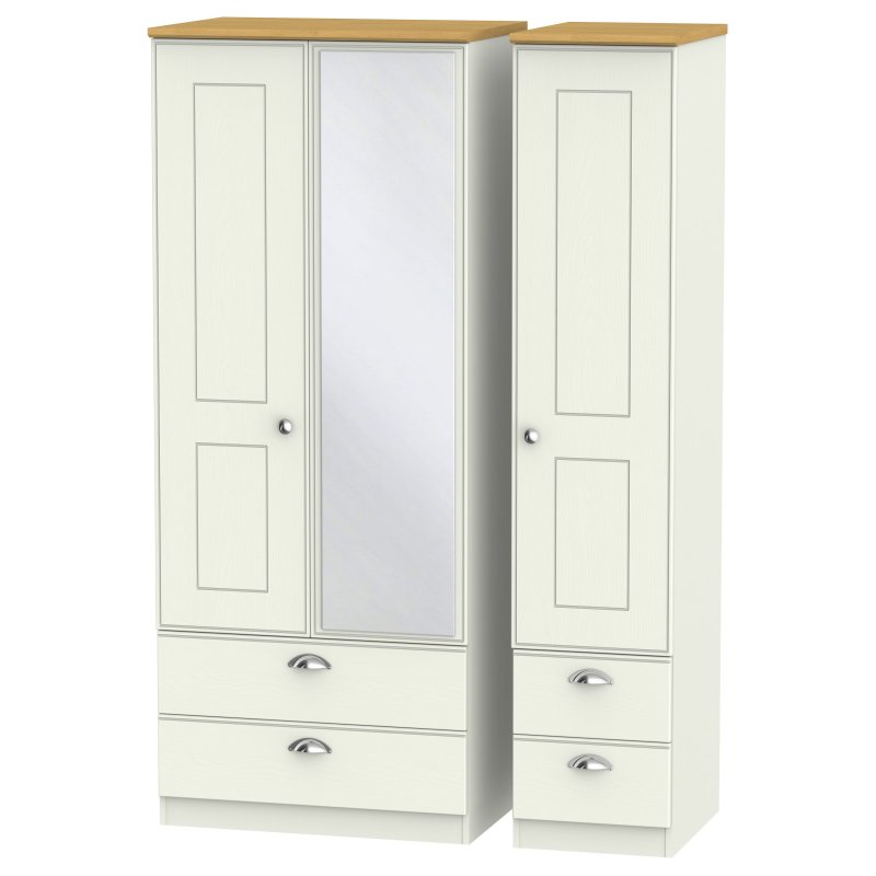 Elizabeth Triple Door Double Drawer Mirror Wardrobe image of the wardrobe on a white background