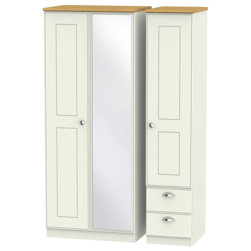 Elizabeth Triple Mirror And Drawer Wardrobe image of the wardrobe on a white background