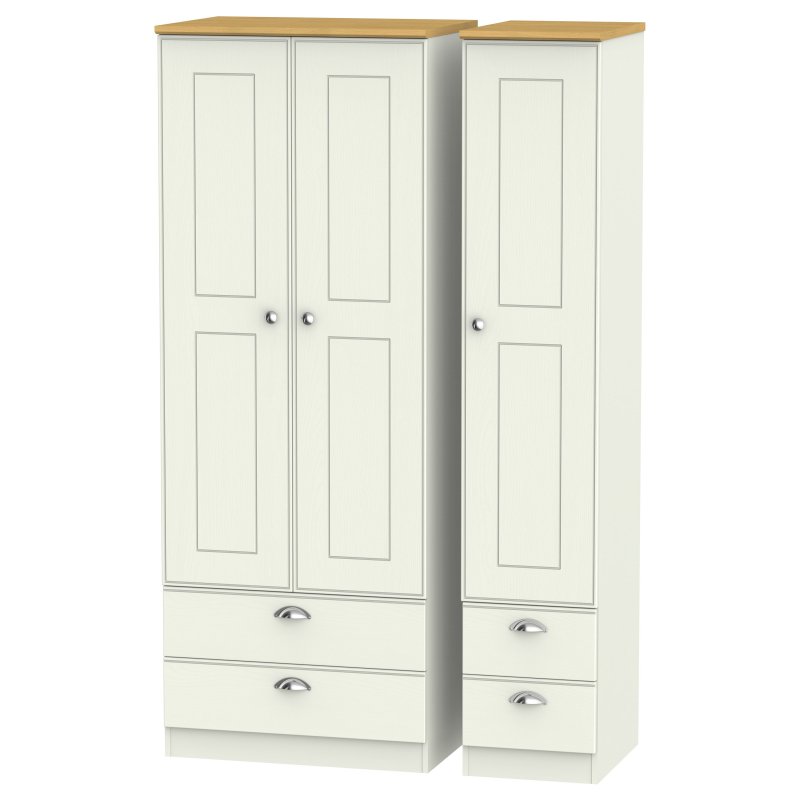Elizabeth Tall Triple Wardrobe With Double Drawers image of the wardrobe on a white background