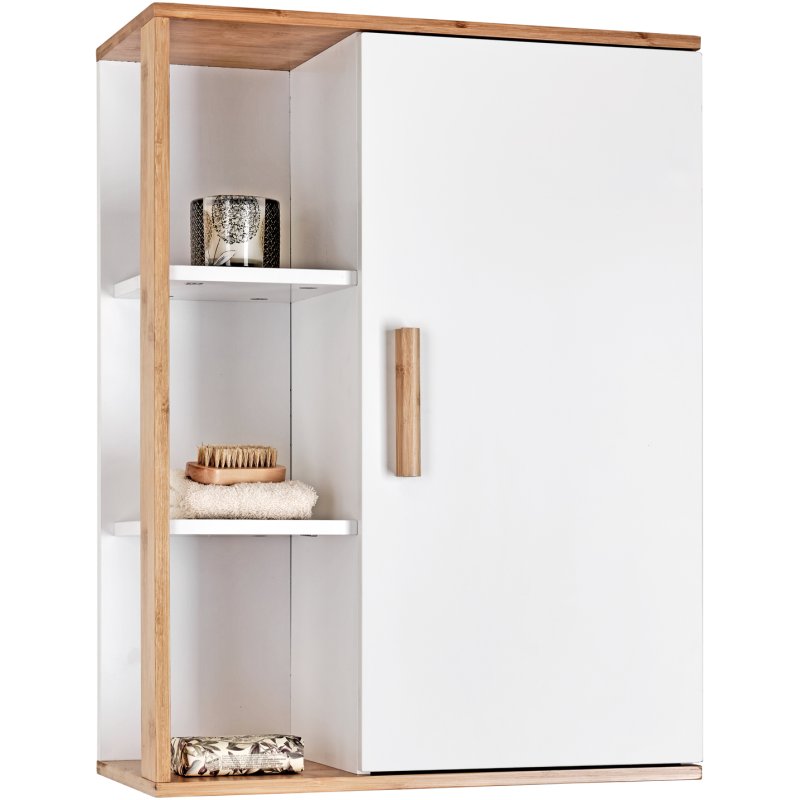 Showerdrape Cassino Bamboo White Single Wall Cabinet