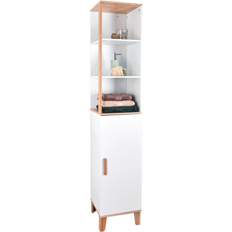 Showerdrape Catania Bamboo White Tall Boy Cabinet