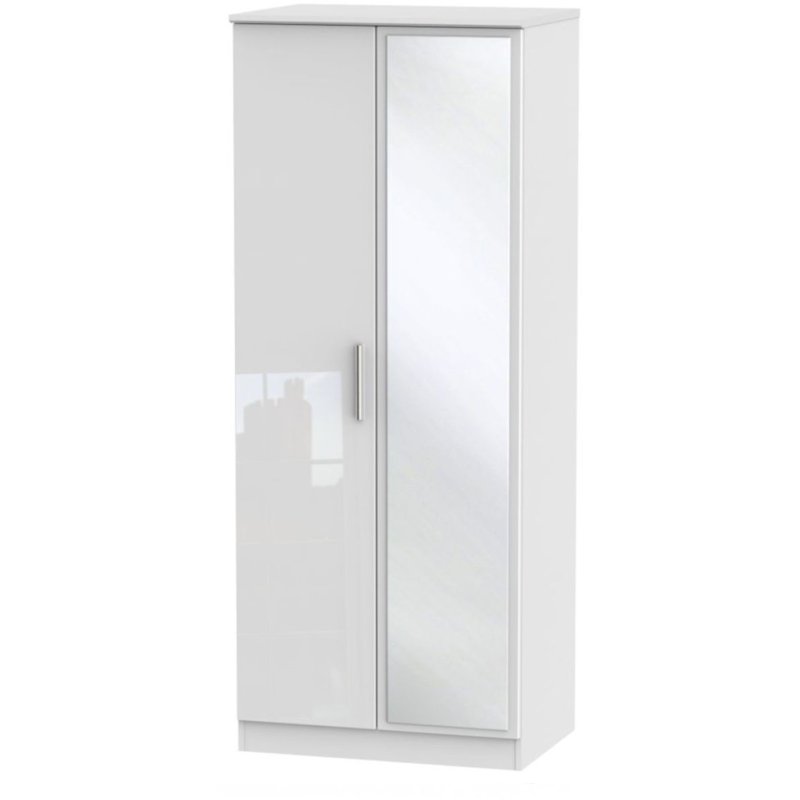 Kingsley Tall 2ft 6in Mirrored Wardrobe image of the wardrobe on a white background
