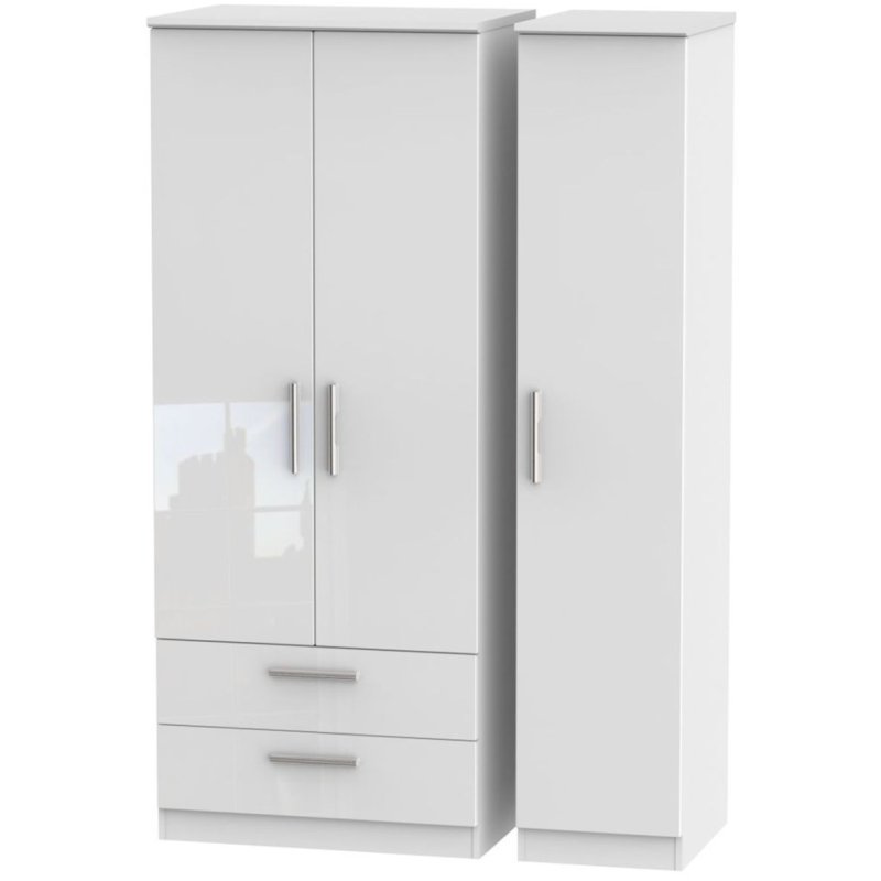 Kingsley Triple 2 Drawer Wardrobe image of the wardrobe on a white background