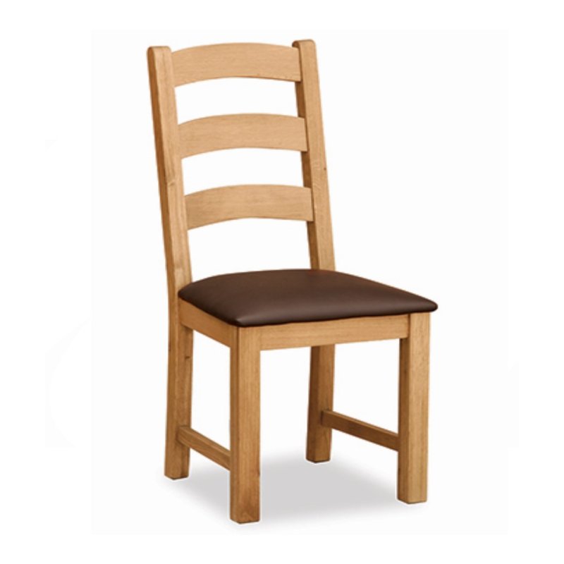Atlanta Ladder Back Chair With Brown Cushioning image of the chair on a white background