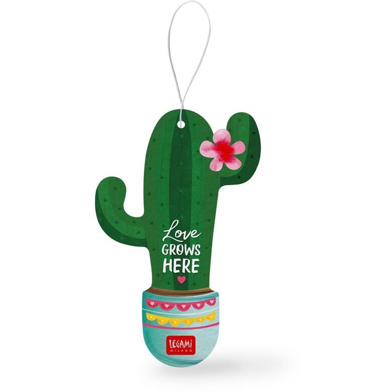 Legami Cactus Car Air Freshener image of the air freshner on a white background