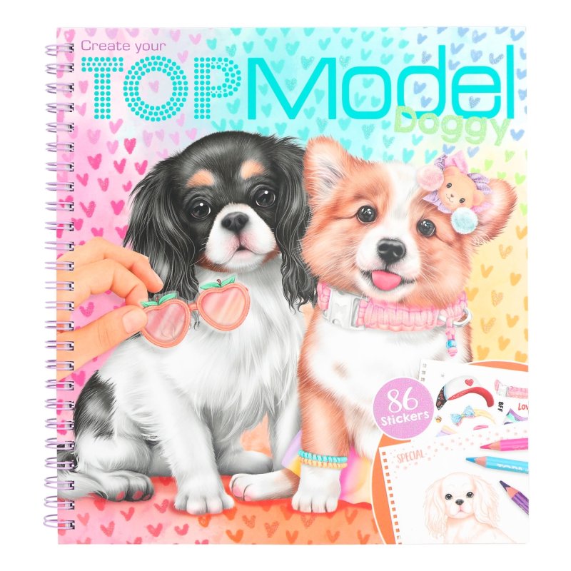 Topmodel Create Your Doggy Colouring Book image of the front cover of the book on a white background