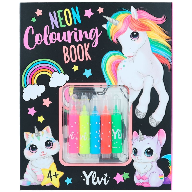 Ylvi Neon Colouring Book Set image of the front cover of the book on a white background
