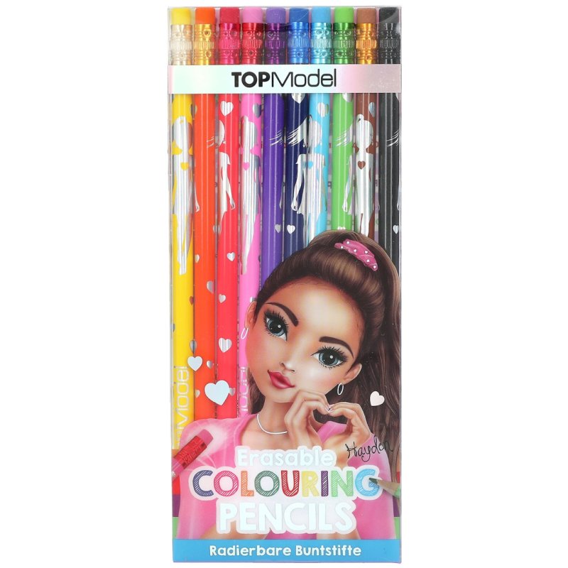 Topmodel Erasable Colouring Pencils image of the pencils in packaging on a white background