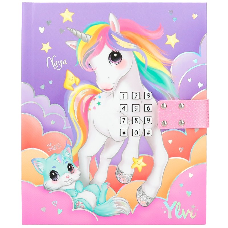 Ylvi Unicorn Diary With Code And Light image of the front cover of the diary on a white background