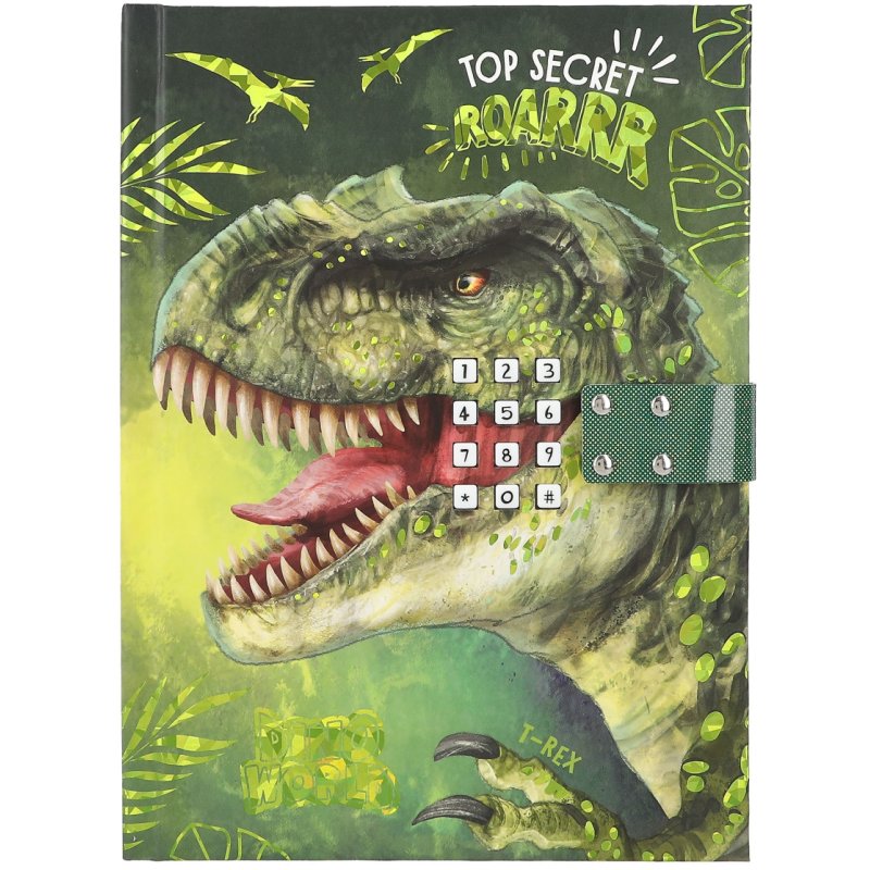 Dino World Dinosaur Diary With Code And Light image of the front cover of the diary on a white background